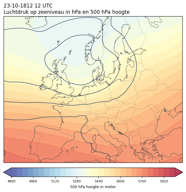 Weerkaart van 23 oktober 1812 om 12 UTC