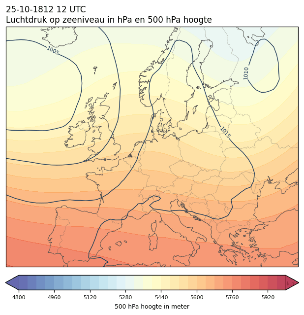Weerkaart van 25 oktober 1812 om 12 UTC