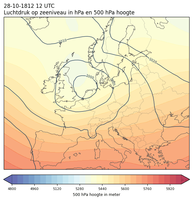 Weerkaart van 28 oktober 1812 om 12 UTC