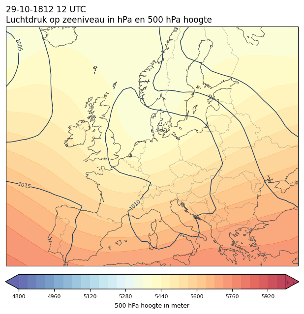 Weerkaart van 29 oktober 1812 om 12 UTC