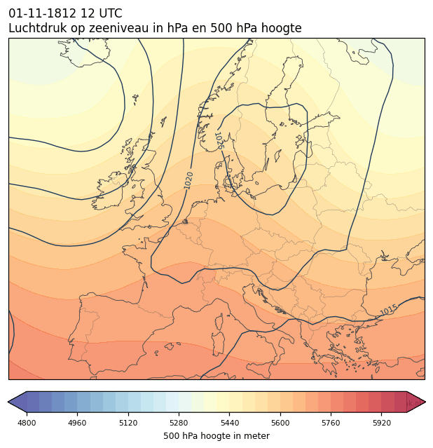 Weerkaart van 1 november 1812 om 12 UTC