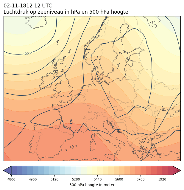 Weerkaart van 2 november 1812 om 12 UTC