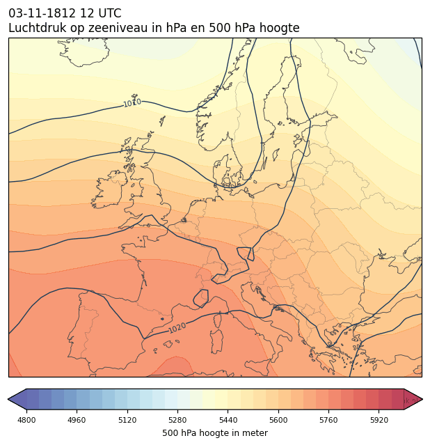 Weerkaart van 3 november 1812 om 12 UTC