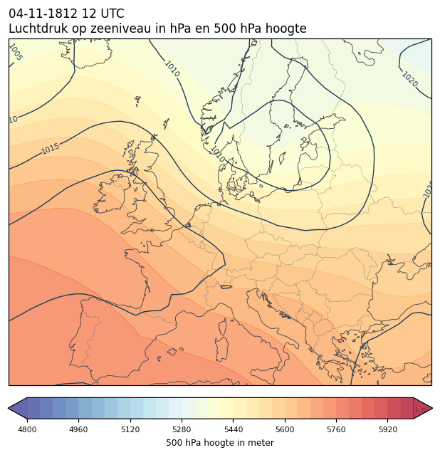 Weerkaart van 4 november 1812 om 12 UTC