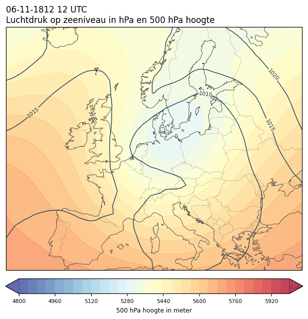 Weerkaart van 6 november 1812 om 12 UTC