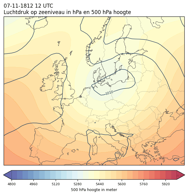 Weerkaart van 7 november 1812 om 12 UTC