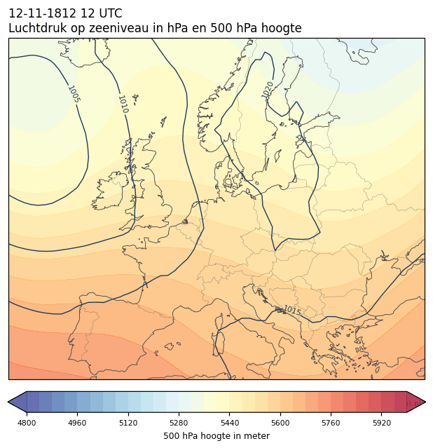 Weerkaart van 12 november 1812 om 12 UTC