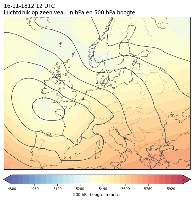 Weerkaart van 16 november 1812 om 12 UTC