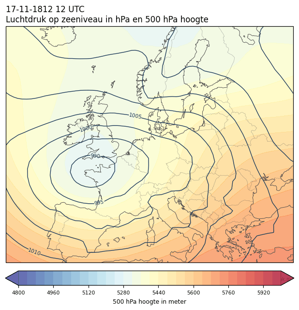 Weerkaart van 17 november 1812 om 12 UTC
