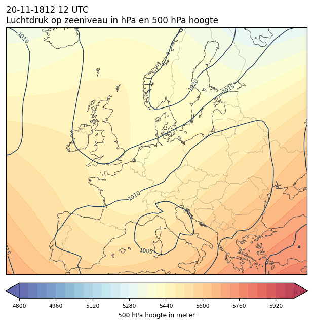 Weerkaart van 20 november 1812 om 12 UTC