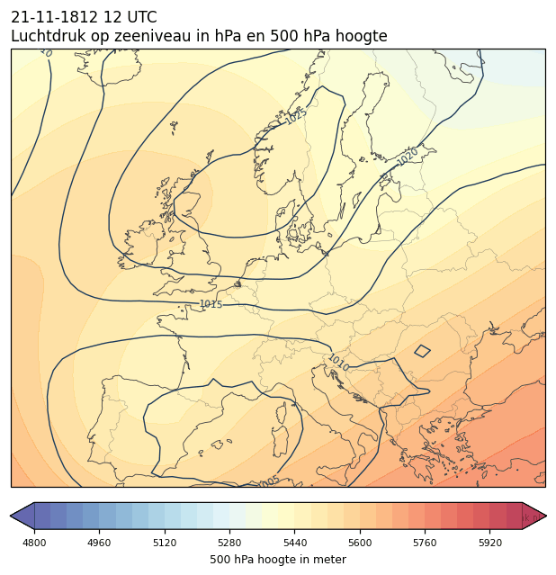 Weerkaart van 21 november 1812 om 12 UTC