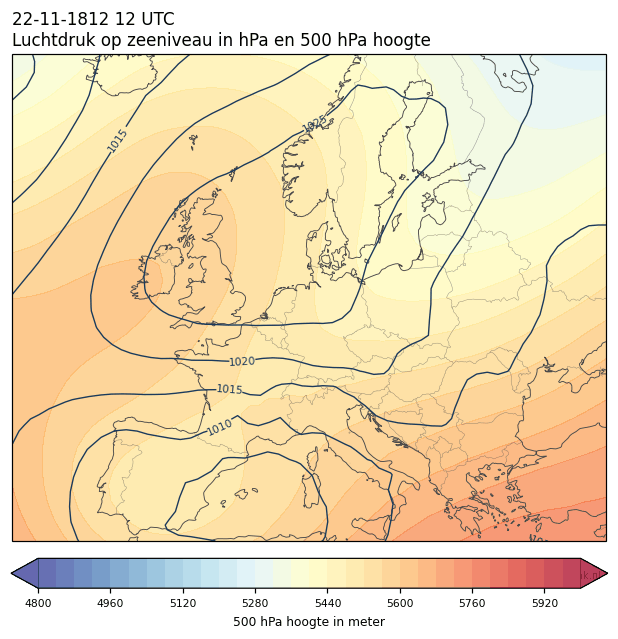 Weerkaart van 22 november 1812 om 12 UTC