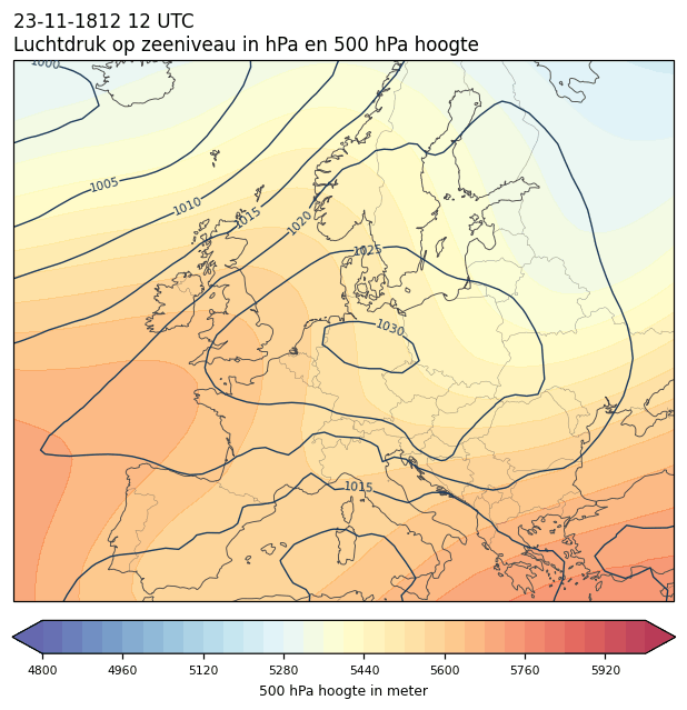 Weerkaart van 23 november 1812 om 12 UTC