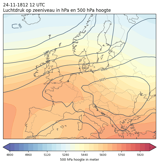 Weerkaart van 24 november 1812 om 12 UTC