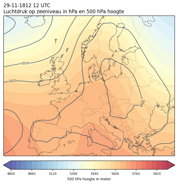 Weerkaart van 29 november 1812 om 12 UTC