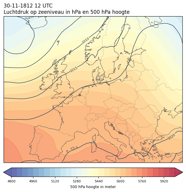 Weerkaart van 30 november 1812 om 12 UTC