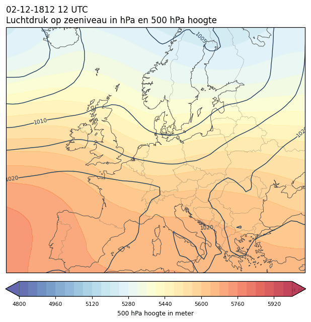 Weerkaart van 2 december 1812 om 12 UTC