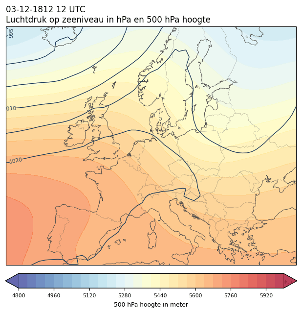 Weerkaart van 3 december 1812 om 12 UTC