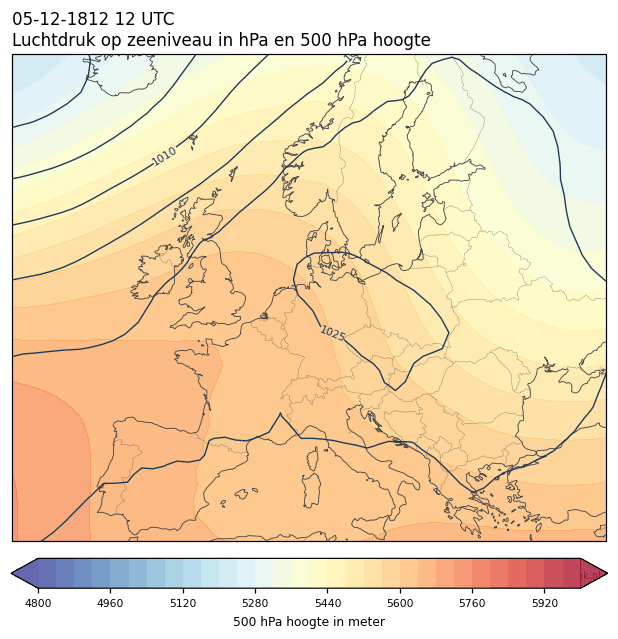 Weerkaart van 5 december 1812 om 12 UTC