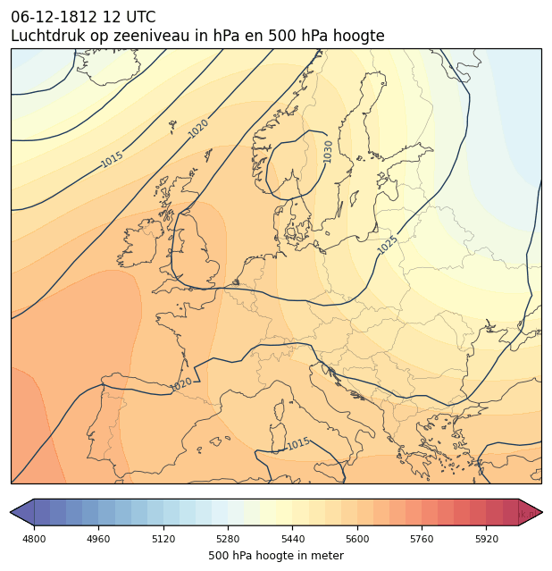 Weerkaart van 6 december 1812 om 12 UTC