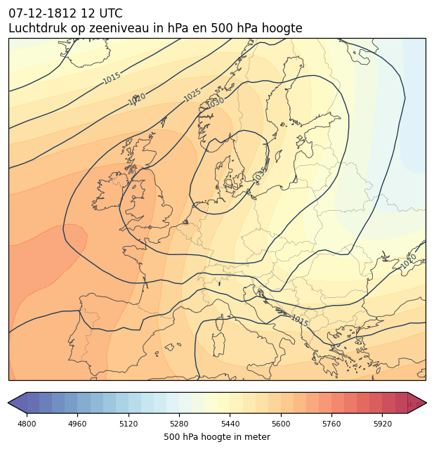 Weerkaart van 7 december 1812 om 12 UTC