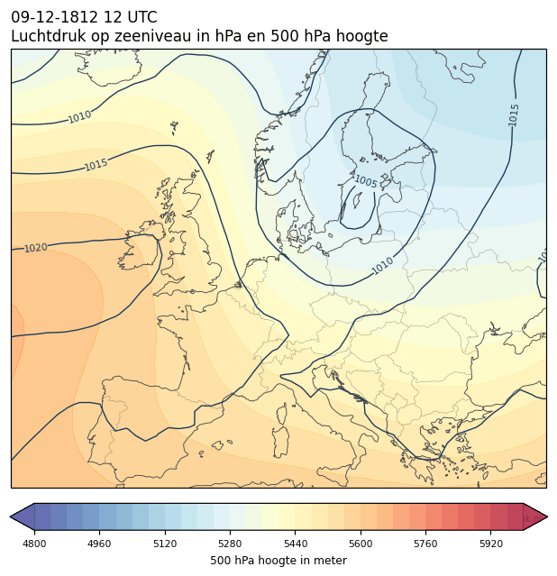 Weerkaart van 9 december 1812 om 12 UTC