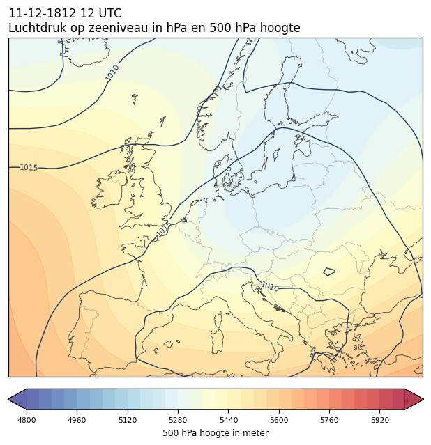 Weerkaart van 11 december 1812 om 12 UTC