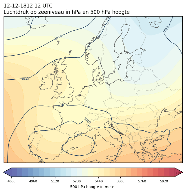 Weerkaart van 12 december 1812 om 12 UTC