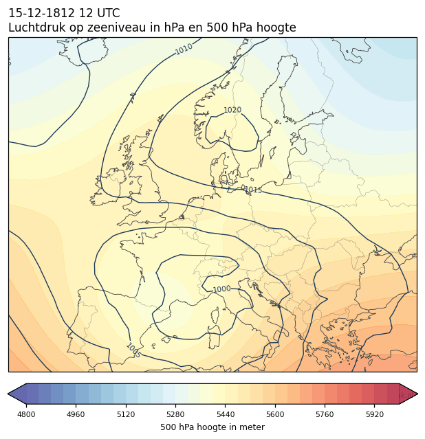 Weerkaart van 15 december 1812 om 12 UTC