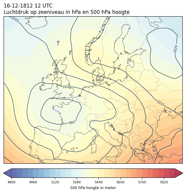 Weerkaart van 16 december 1812 om 12 UTC