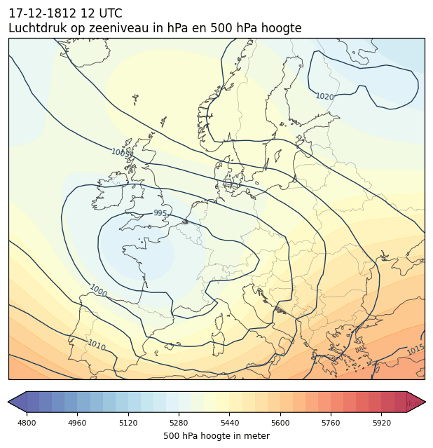 Weerkaart van 17 december 1812 om 12 UTC