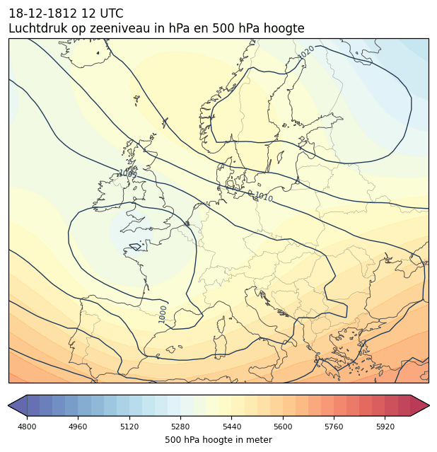 Weerkaart van 18 december 1812 om 12 UTC