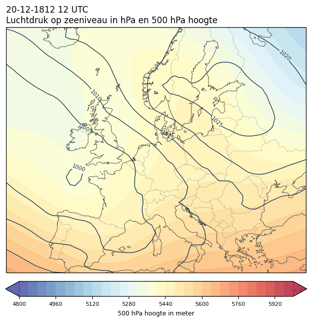 Weerkaart van 20 december 1812 om 12 UTC