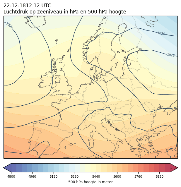 Weerkaart van 22 december 1812 om 12 UTC