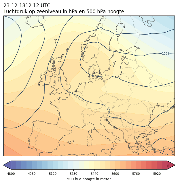 Weerkaart van 23 december 1812 om 12 UTC