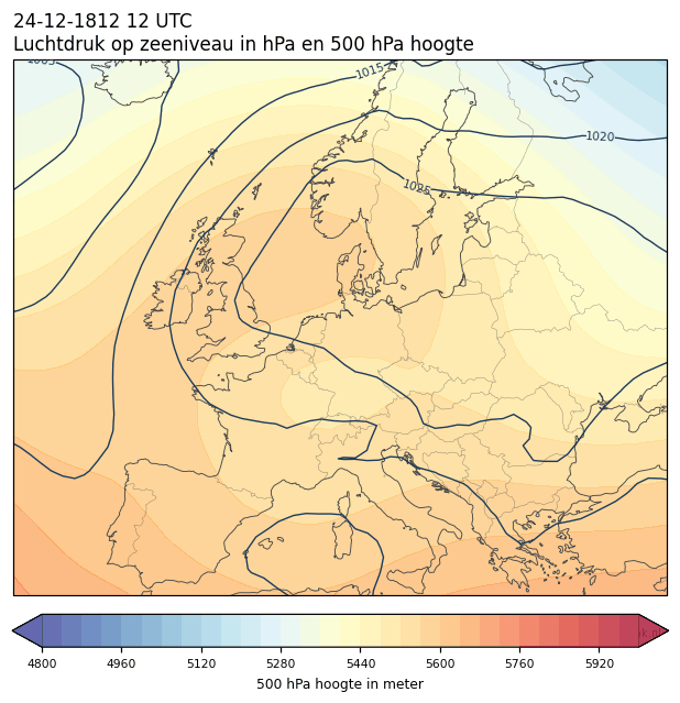 Weerkaart van 24 december 1812 om 12 UTC
