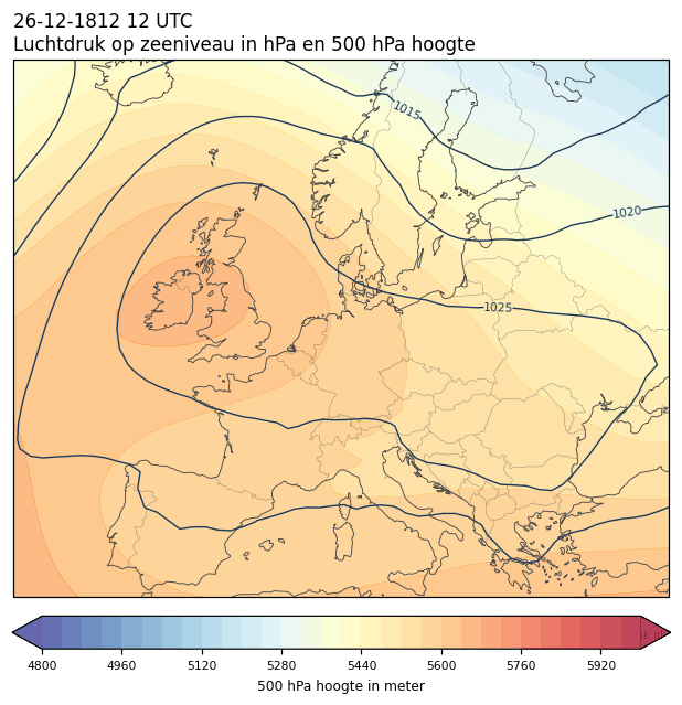 Weerkaart van 26 december 1812 om 12 UTC