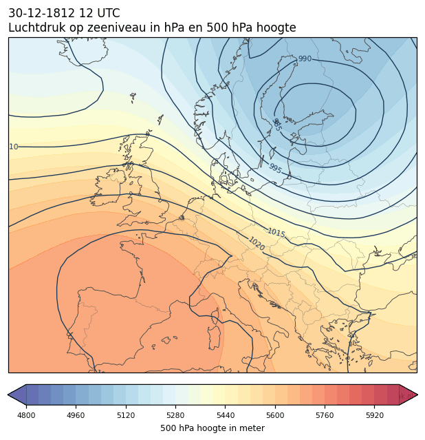 Weerkaart van 30 december 1812 om 12 UTC