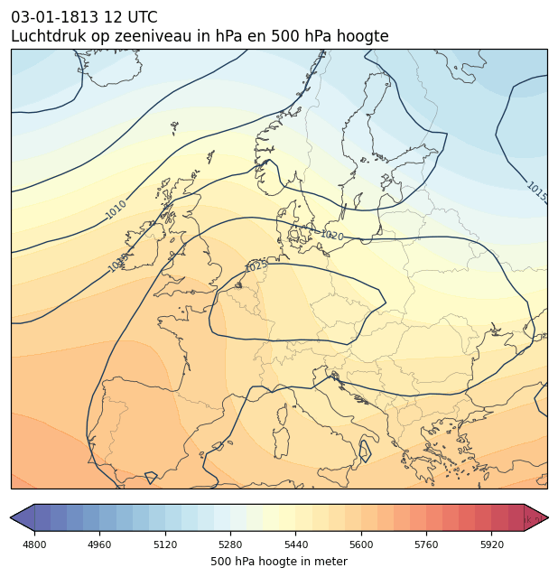 Weerkaart van 3 januari 1813 om 12 UTC