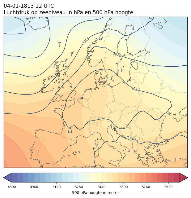 Weerkaart van 4 januari 1813 om 12 UTC