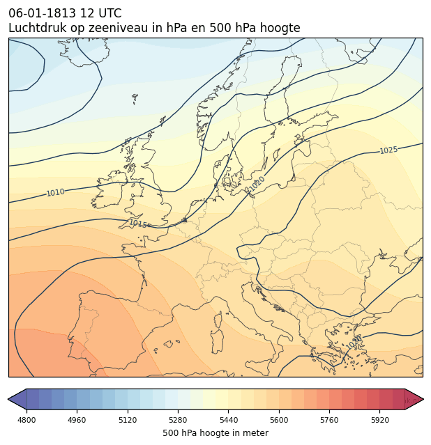 Weerkaart van 6 januari 1813 om 12 UTC