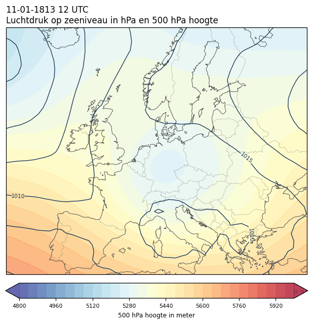 Weerkaart van 11 januari 1813 om 12 UTC