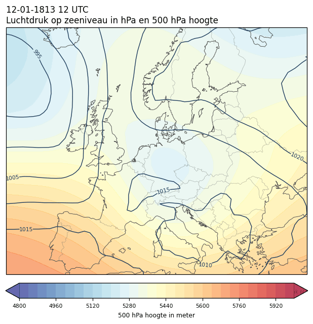 Weerkaart van 12 januari 1813 om 12 UTC