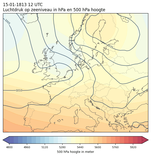 Weerkaart van 15 januari 1813 om 12 UTC