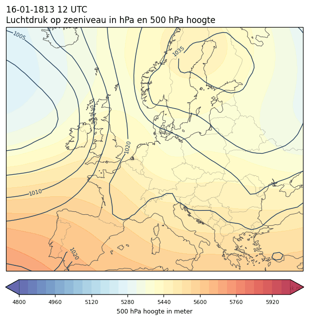 Weerkaart van 16 januari 1813 om 12 UTC