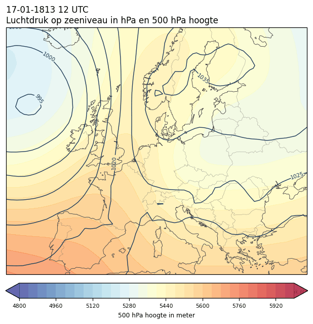 Weerkaart van 17 januari 1813 om 12 UTC