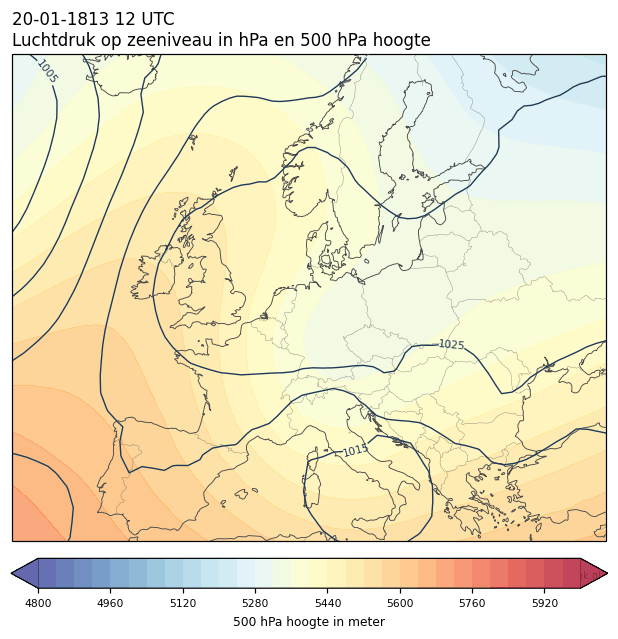 Weerkaart van 20 januari 1813 om 12 UTC