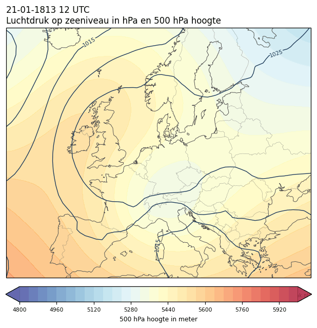 Weerkaart van 21 januari 1813 om 12 UTC