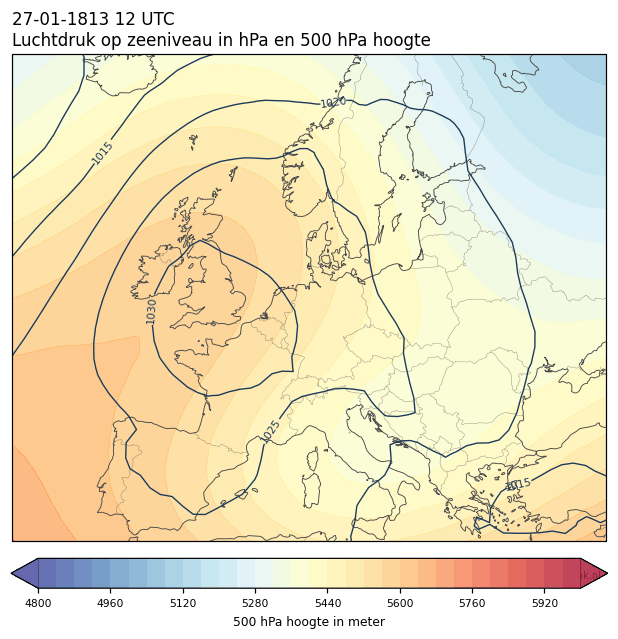 Weerkaart van 27 januari 1813 om 12 UTC