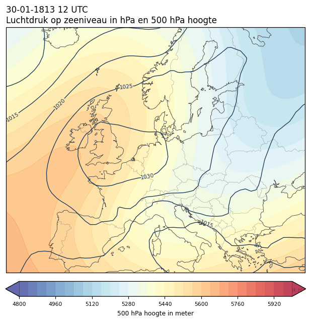 Weerkaart van 30 januari 1813 om 12 UTC